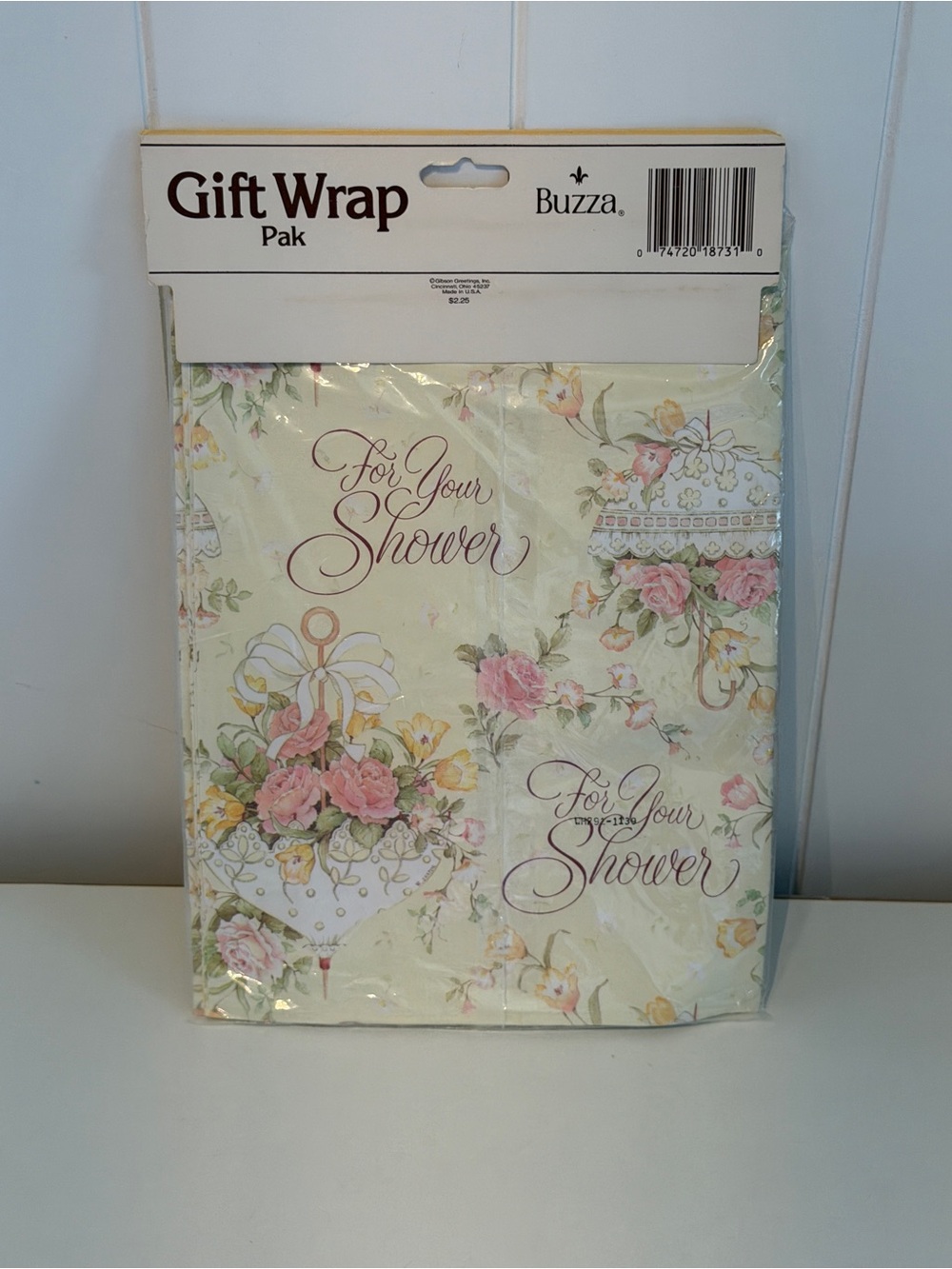 vintage Buzza Gift Wrap Pak featuring a "For Your Shower" theme circa 1980’s